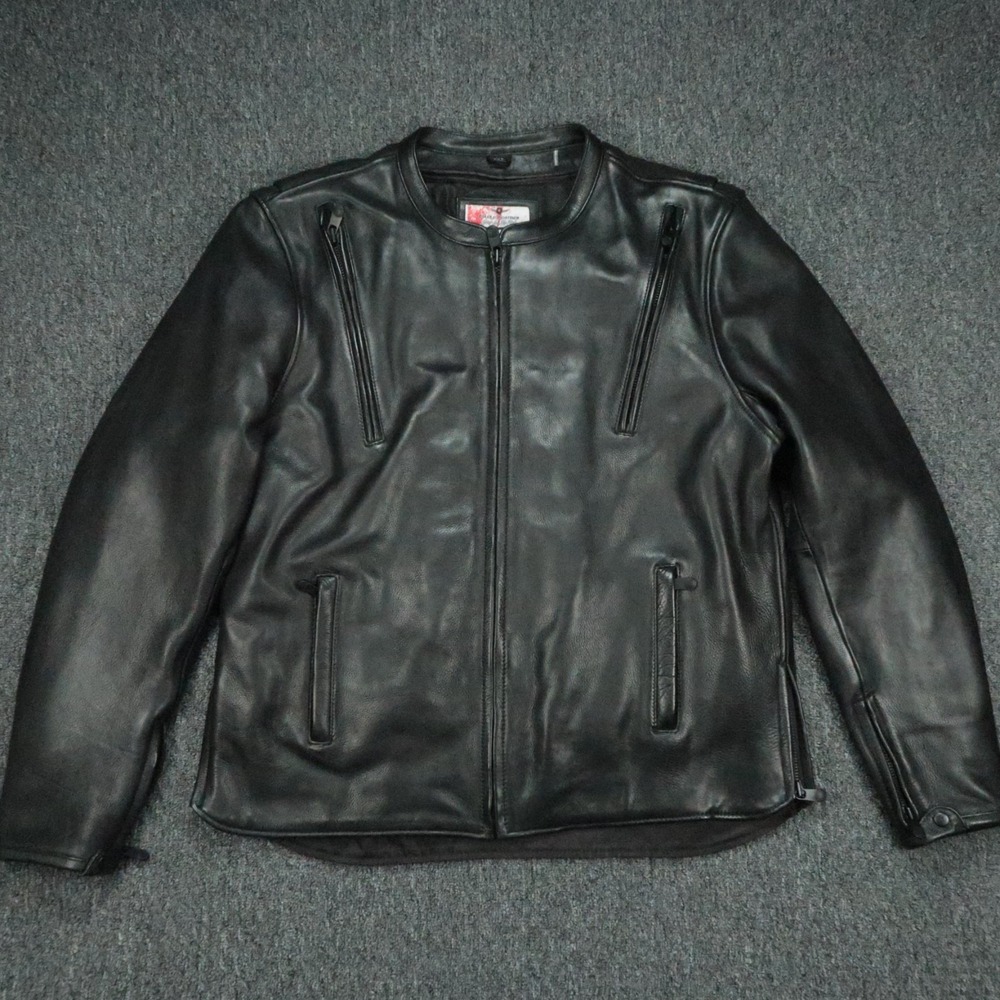Eagle Leather Jacket Mens XXL Tall Black Revolt Motorcycle Biker Riding